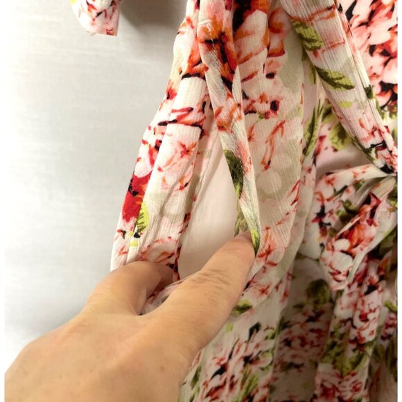J. Jill Ivory Pebble Hydrangea Floral Printed Belted Waist Rayon Midi Dress 2X - Picture 6 of 10